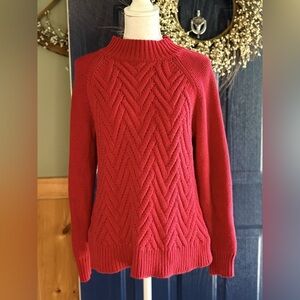 Chaps Red Cowl Neck Cable Knit Sweater Size M